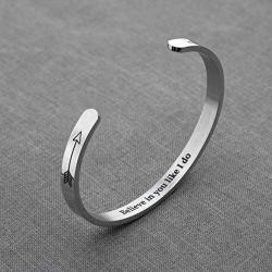 Arifoo Bracelets for Women Personalized Inspirational Jewelry Mantra Cuff Bangle Friend Encouragement Gift for Her