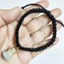 Genuine Gourd Stone Handmade White Green Jewelry Unisex Lucky Black Ribbon String Adjustable Pull Braided Shamballa Bracelet Bangle Gourd for Healing Good Luck and Happiness Wealth Tied Bracelet Fits All Men Women