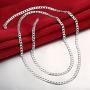 Metmejiao 4mm Curb Mens Necklace Silver Chain Flat Cuban Silver Jewelry - Neck Link Chains Unisex Solid Sterling Silver Chain Necklace (24)