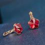 Swarovski Crystal Flower Leverback Drop Earrings for Women 14K Rose Gold Plated Hypoallergenic Jewelry