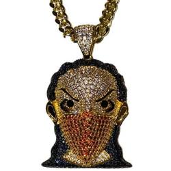 Shop-iGold Men Women 925 Italy Gold Finish Iced Medallion Medusa Mask Charm Ice Out Pendant Stainless Steel Real 6mm Miami Cuban Chain Necklace, Mens Jewelry, Iced Pendant, Miami Cuban Necklace