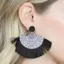 Bohemian Fan Fringe Thread Tassel Drop Earrings - Statement Half Circle, Clover Leatherette, Flower, Quatrefoil Chandelier Dangles Bohemian Fan Fringe Thread Tassel Drop Earrings - Statement Half Circle, Clover Leatherette, Flower, Quatrefoil Chandelier Dangles