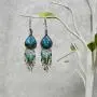 Teardrop Silk Thread Long Beaded Metal Dangle Earrings - Womens Fashion Handmade Jewelry Boho Accessories