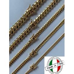 Solid 925 Sterling Silver - 14k Gold Plated - Miami Cuban Link Chain Or Bracelet - Box Lock Cuban Link 4-10.5mm - Italy Mens Necklace