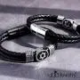 555Jewelry Stainless Steel Star of David Braided Leather Bracelet for Men