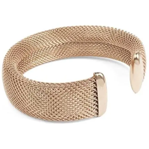 | ELYA Womens Rose Gold Stainless Steel Mesh Cuff Bracelet | ELYA Womens Rose Gold Stainless Steel Mesh Cuff Bracelet