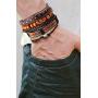 LOLIAS 18Pcs Leather Chakra Bead Tribal Bracelet for Men Women Charm Ethnic Wood Beaded Hemp Bracelets Boho Wristbands