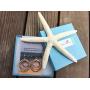 Handmade Sunrise Tricolor Dangle Earrings - Burnished Circles, Copper, Brass and Silverplated