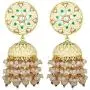 Aheli Indian Traditional Wedding Festive Wear Floral Enamel Jhumki Jhumka Earrings with Beaded Tassel Ethnic Fashion Party Jewelry for Women Girls