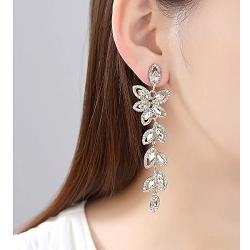 mecresh Flower Teardrop Earring and Bracelets Silver/Gold/Champagne Bridal Jewelry Sets for Women