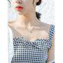 Cute Cat Necklace Crystal Ball Pendant Choker Necklace for Women Teens Girls S925 Sterling Silver Small Polished CZ Diamond Cluster Charm Chain 18'' Hypoallergenic Lovely Jewelry