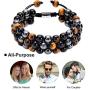 PINZHIGAO 8mm Lava Rock Bracelet Adjustable Bracelet Bead Chakra Bracelet 7 Chakras Healing Bracelet .Yoga Stone Beads Bracelets Meditation Relax Anxiety Bangle for Womens Mens