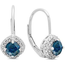 Dazzlingrock Collection 10K Ladies Halo Style Dangling Drop Earrings, White Gold