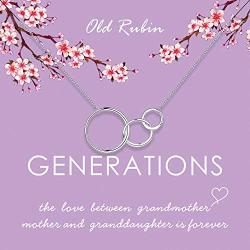 Generations Necklace-Sterling Silver Interlocking infinity 3 Circles Necklace for Grandma Mother and Granddaughter Family Jewelry Gift