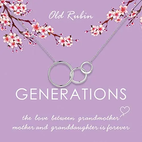 Generations Necklace-Sterling Silver Interlocking infinity 3 Circles Necklace for Grandma Mother and Granddaughter Family Jewelry Gift Generations Necklace-Sterling Silver Interlocking infinity 3 Circles Necklace for Grandma Mother and Granddaughter Family Jewelry Gift