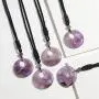 JUNHAN Natural Gemstone Lucky Coin Pendant Necklace for Women Men Reiki Healing Round Donut Crystal Stone Jewelry Adjustable Braided Cord JUNHAN Natural Gemstone Lucky Coin Pendant Necklace for Women Men Reiki Healing Round Donut Crystal Stone Jewelry Adjustable Braided Cord