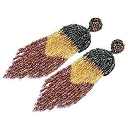 GelConnie Rattan Earring Beads Tassel Statement Earrings Lightweight Party Handmade Braided Drop Earring Summer Holiday Gifts