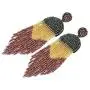 Christmas Gifts ALLEN DANMI Jewelry Dangle Earrings Ethnic Bohemia Style Handmade Colorized Seed Beads Waterfall Shape Statement Drop Earrings Shining Luxury Gift for Women. (Green)