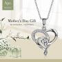 SUPRAONE Forever Love Heart Women Necklace 925 Sterling Silver White Gold Plated Birthstone Pendant Necklaces for Women Mom Wife with 5A Cubic Zirconia Valentines Jewelry Gift Birthday Gift
