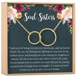 Soul Sisters Gift Necklace: Best Friends, BFF, Long Distance, Friends Forever, 2 Interlocking Circles (gold-plated-brass, NA)