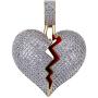EXGOX Mens and Women 18k Gold Plated Broken Heart Pendant Necklace Hip Hop CZ Fully Iced Out Bling Cuban Stainless Rope Chain Necklace