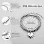 Jewelry Kingdom 1 Heart Charm Necklace Bracelet for Women Girls 6mm Silver Bead Ball Chain Stainless Steel