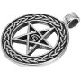 Magical Wiccan Pentagram Pentacle Pendant Stainless Steel Necklace for Men (21-inch chain)