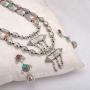 Zephyrr Afghani/Turkish Necklace Earrings Set Silver Tone Casual Daily Wear Statement Jewelry for Women JAN-1976