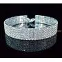 5-row Five Rows Clear White Austrian Rhinestone Crystal Choker Collar Necklace Dance Party Jewelry Wedding Prom N060 Silver