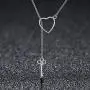 Presentski 925 Sterling Silver Y Lariat Necklace Chain Valentines Day Gift with Infinity Key Pendant,Love Heart Necklaces for Women Girls