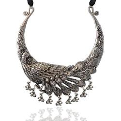 Sansar India Boho Tribal Peacock Hasli Choker Torque Indian Necklace Jewelry for Women