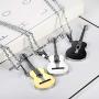 MONALLY Guitar Necklace for Men Women Hip Hop Music Style Stainless Steel Guitar Pendant Jewelry Gifts