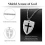 Jewenova Shield Armor of God Ephesians 6:16-17, Faith Cross Pendant Necklace for Men Stainless Steel Christian Jewelry Gifts for Men Women
