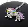 ALoveSoul Silver Tone Little Princess Rainbow Unicorn Pendant Girl Ladies Fashion Necklace Gift for Women