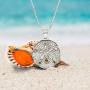 Honolulu Jewelry Company Sterling Silver Sand Dollar Necklace Pendant with 18'' Box Chain