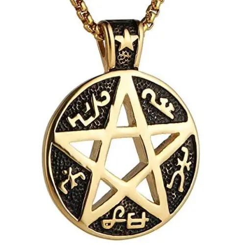 HZMAN Supernatural Devils Trap Symbol Sigil Stainless Steel Pendant Necklace Pentagram Anti Possession HZMAN Supernatural Devils Trap Symbol Sigil Stainless Steel Pendant Necklace Pentagram Anti Possession