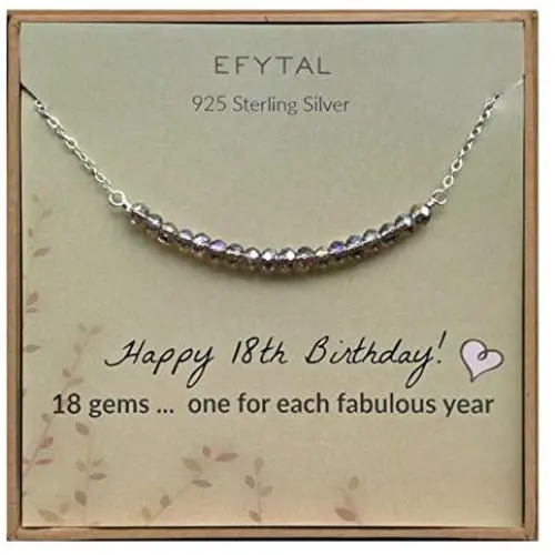EFYTAL 18th Birthday Gifts for Girls, Sterling Silver Necklace, 18 beads for 18 Year Old Girl, Jewelry Gift Idea EFYTAL 18th Birthday Gifts for Girls, Sterling Silver Necklace, 18 beads for 18 Year Old Girl, Jewelry Gift Idea