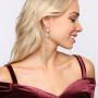 Diamond-Like Oval Raining Drops Long Dangle Stud Post Rhinestone Earrings