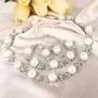 BriLove Womens Wedding Bridal Crystal Cream Simulated Pearl Floral Leaf Necklace Earrings Bracelet Set BriLove Womens Wedding Bridal Crystal Cream Simulated Pearl Floral Leaf Necklace Earrings Bracelet Set