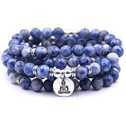 Self-Discovery Natural 108 Mala Beads Bracelet Necklace Meditation Jewelry with Yoga Charm