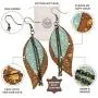 Moonster Leather Earrings for Women – Authentic Genuine Leather, One-of-a-Kind Handmade Earrings – Soft, Luxurious Leaf Earrings for Women with Subtle Gold Detailing and Beautiful Vintage Texture