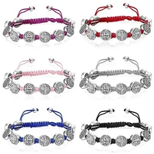 Finrezio 6 PCS Saint Benedict Cord Bracelets for Women Men Evil Protection Medal Rosary Bracelet Set Catholic Gifts Religious Jewelry Finrezio 6 PCS Saint Benedict Cord Bracelets for Women Men Evil Protection Medal Rosary Bracelet Set Catholic Gifts Religious Jewelry