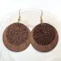 5 Pairs Faux Leather Glitter Sequins Drop Earrings Lightweight Circle Wood Dangle Earrings for Women Vintage Jewelry