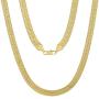 The Bling Factory 4mm-10mm 14k Yellow Gold Plated Flat Herringbone Chain Necklace or Bracelet
