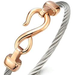 COOLSTEELANDBEYOND Stainless Steel Infinity Love Bangle Bracelet for Women and