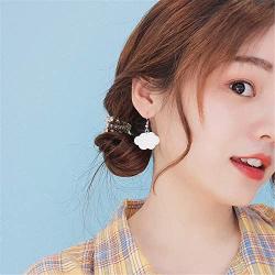 coadipress Handmade Clouds Dangle Drop Earrings for Women Girls Simple Lovely White Blue Pink Resin Weather Earrings Jewelry