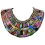 ALILANG Black Tribal Large U Shaped Draped Multicolour Rainbow Beads Statement Necklace