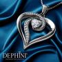 DEPHINI - Elegant Necklace - 925 Sterling Silver - Heart Pendant with CZ Crystals - Fine Jewellery Woman Necklace - 18'' Rhodium Plated Silver Chain - A Cubic Zirconia - Gifts for Women