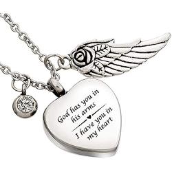 MJartoria Urn Necklaces for Ashes, Memorial Jewelry, Stainless Steel Heart-Shaped Delicate Commemorative Pendant Necklace Vial Necklace