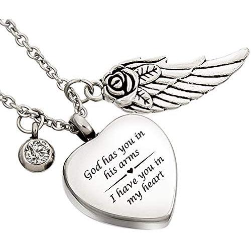 MJartoria Urn Necklaces for Ashes, Memorial Jewelry, Stainless Steel Heart-Shaped Delicate Commemorative Pendant Necklace Vial Necklace